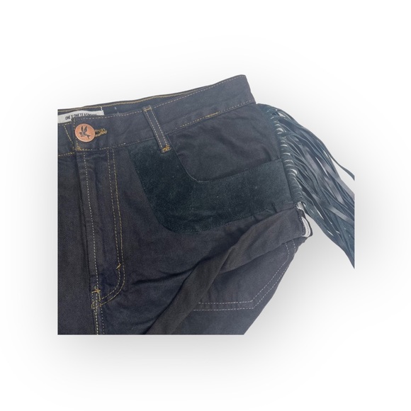 VHTF: One Teaspoon ☻︎ OOAK Vintage Western Suede Fringe Bandits Shorts ☻︎ Black - Picture 11 of 17